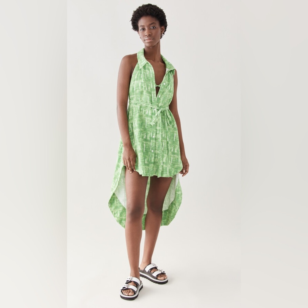 Cult Gaia Clara green plaid dress
